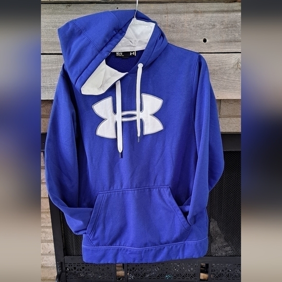Under Armour Other - Under Armour Sweatshirt Men's Size Medium Hoodie Loose Fit Blue and White Logo